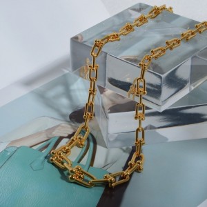 Колие с дебела верига женска Европа и Съединените щати Ins Light луксозна ниша на кокара за подковани букви